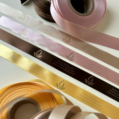 Wstążka ZŁOTY lub SREBRNY NAPIS PREMIUM 15mm