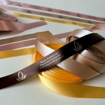 Wstążka ZŁOTY lub SREBRNY NAPIS PREMIUM 20mm